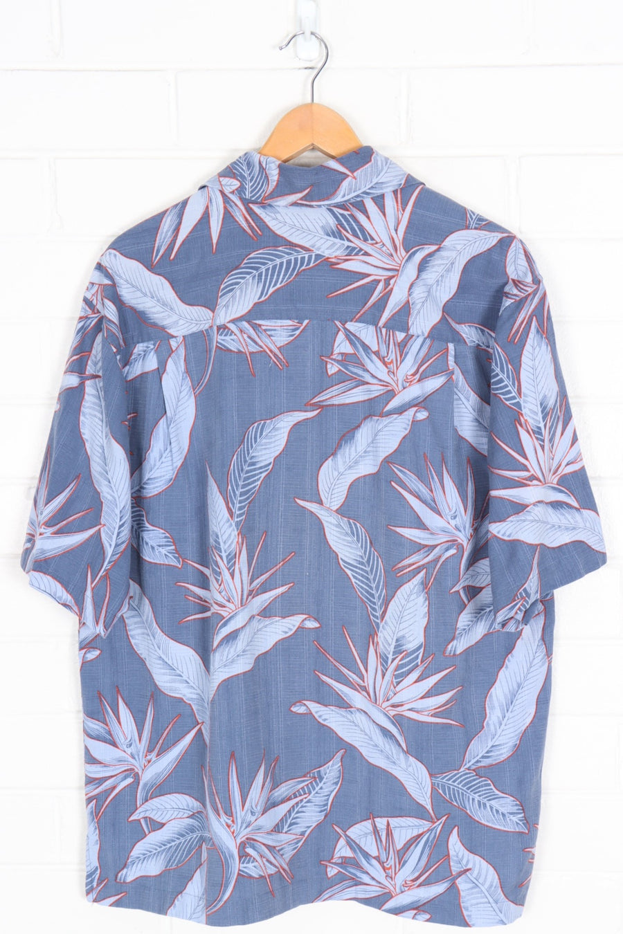 Jamaica Jaxx Blue & Red Short Sleeve Silk Shirt (L-XL)