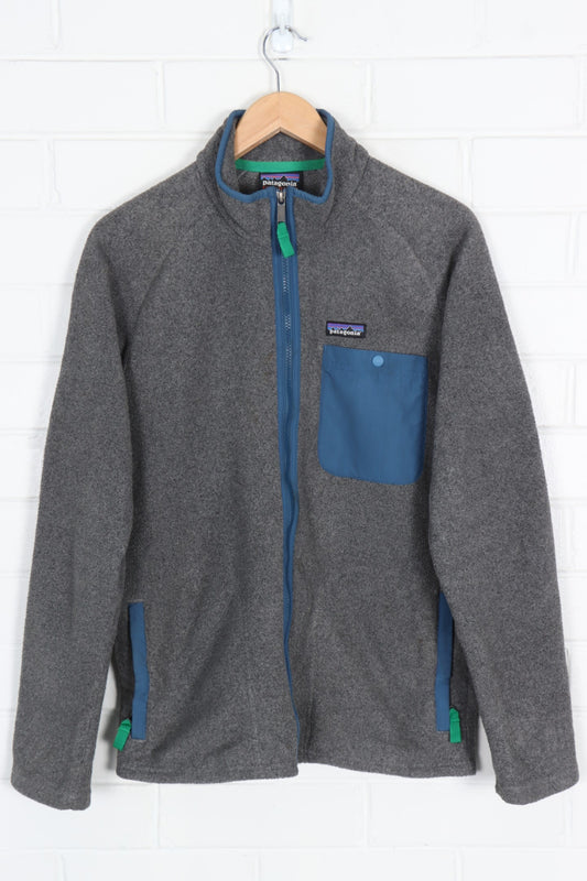 PATAGONIA Grey & Blue Pocket Zip Up Fleece (M)