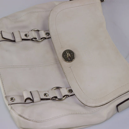 COACH Y2K F14896 'Chelsea Flap' Leather Turnlock White Satchel Bag