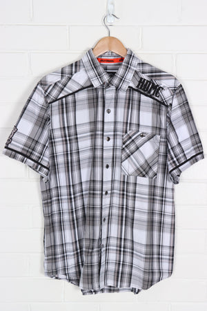 HARLEY DAVIDSON Embroidered Check Short Sleeve Shirt (XL)