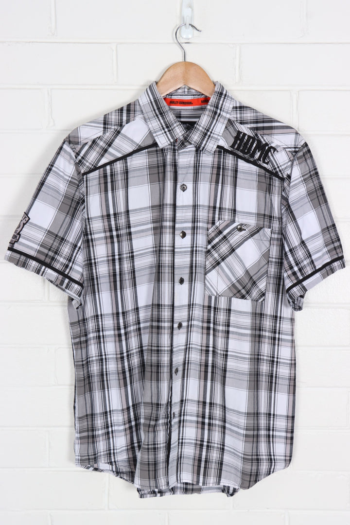 HARLEY DAVIDSON Embroidered Check Short Sleeve Shirt (XL)