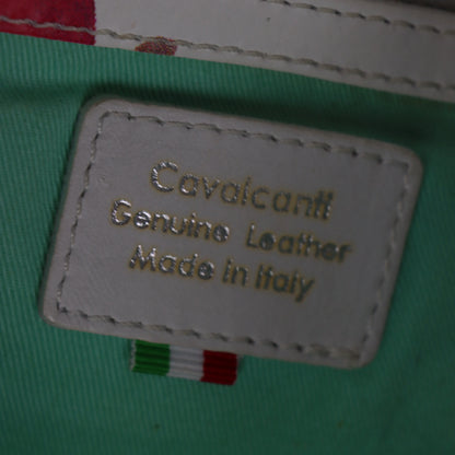 CAVALCANTI Italy Made Floral & White Leather Tote Bag
