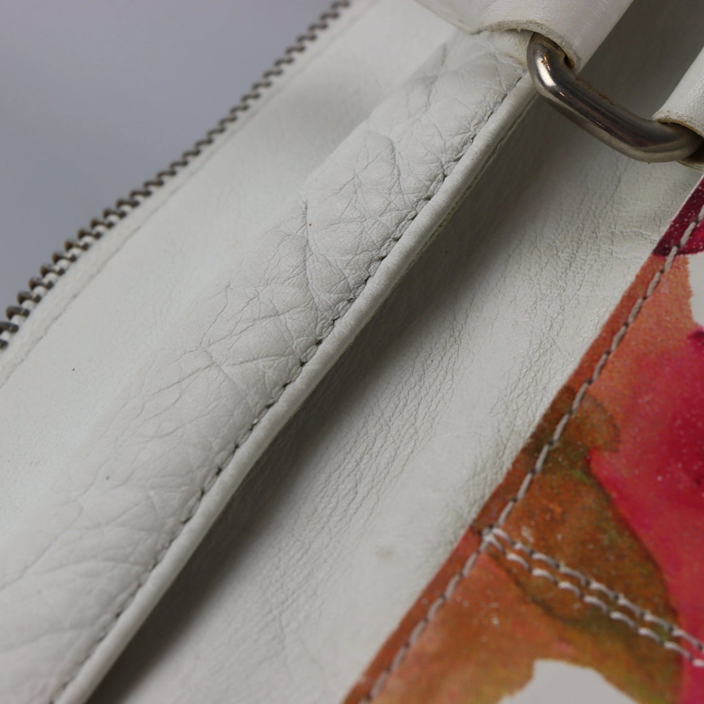 CAVALCANTI Italy Made Floral & White Leather Tote Bag