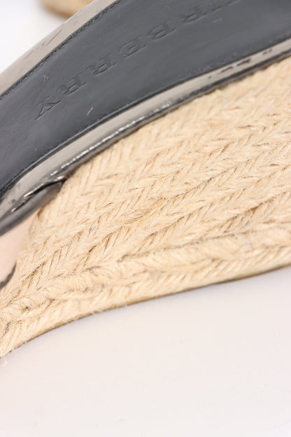 BURBERRY Nova Check Espadrille Wedged Heel Sandals (40)