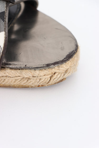 BURBERRY Nova Check Espadrille Wedged Heel Sandals (40)