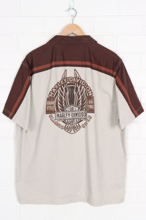 HARLEY DAVIDSON Brown Tones Eagle Wings Short Sleeve Shirt (XXL)
