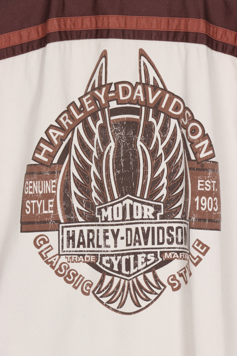 HARLEY DAVIDSON Brown Tones Eagle Wings Short Sleeve Shirt (XXL)