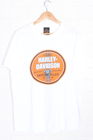 Las Vegas HARLEY DAVIDSON Orange Circle Logo T-Shirt USA Made (M)