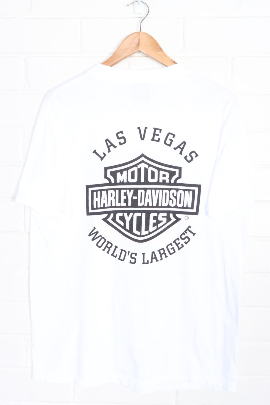 Las Vegas HARLEY DAVIDSON Orange Circle Logo T-Shirt USA Made (M)