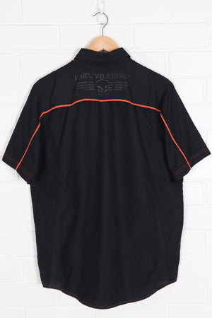HARLEY DAVIDSON Orange & Black Skull Button Up Shirt (M-L)