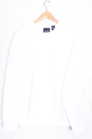 CHAPS RALPH LAUREN White Embroidered Crest Logo 'Sueded Fleece' Sweatshirt (L)