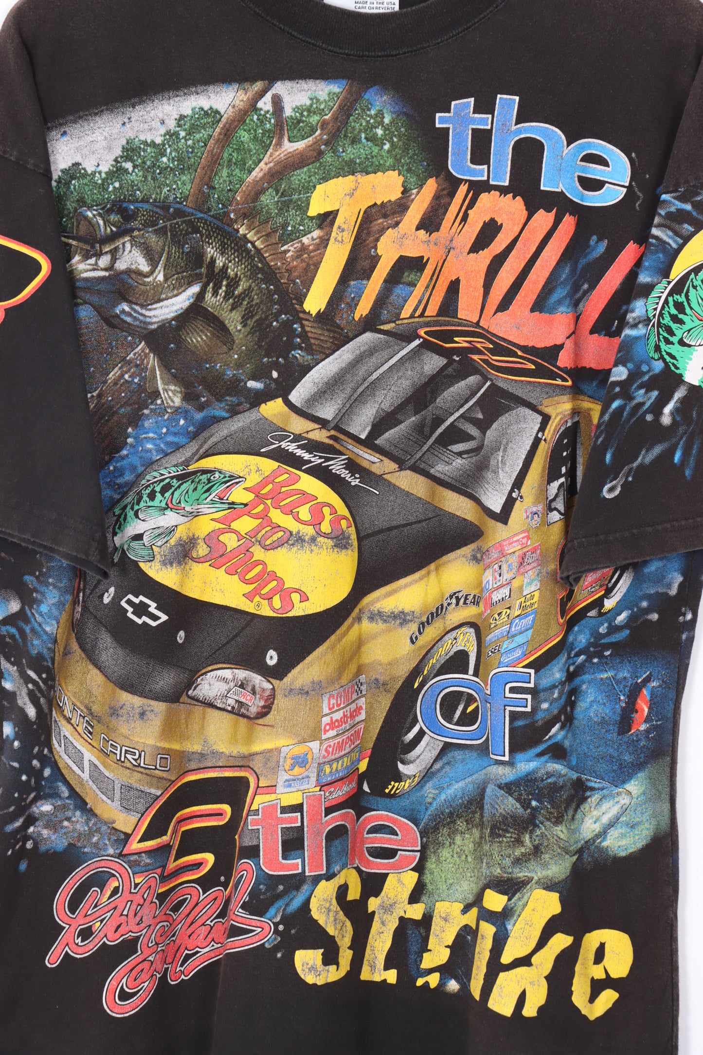 VINTAGE 1998 NASCAR Dale Earnhardt Bass Pro All Over Tee (L-XL)