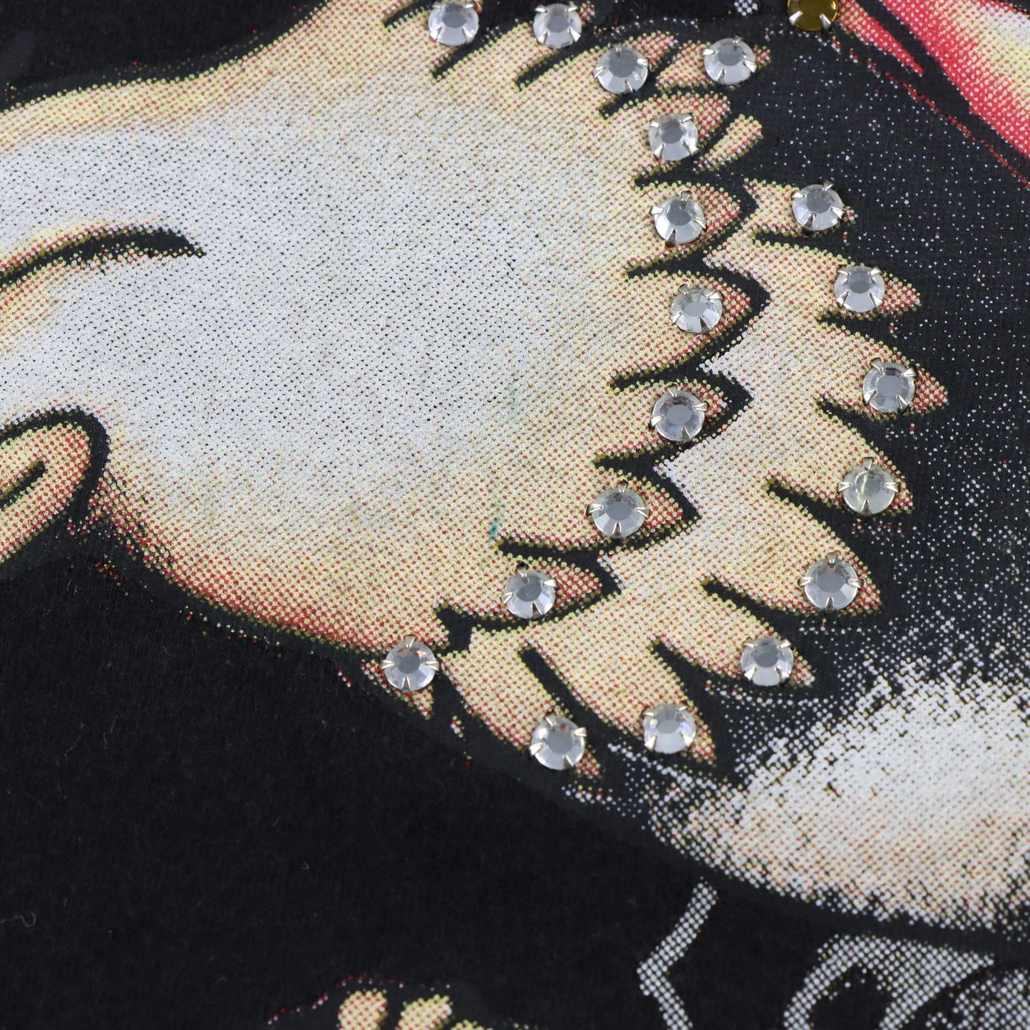 Rhinestone Eagle Y2K Style "Live Fast" BULLZEYE Black USA Made V-Neck Tee (L-XL)