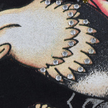 Rhinestone Eagle Y2K Style "Live Fast" BULLZEYE Black USA Made V-Neck Tee (L-XL)