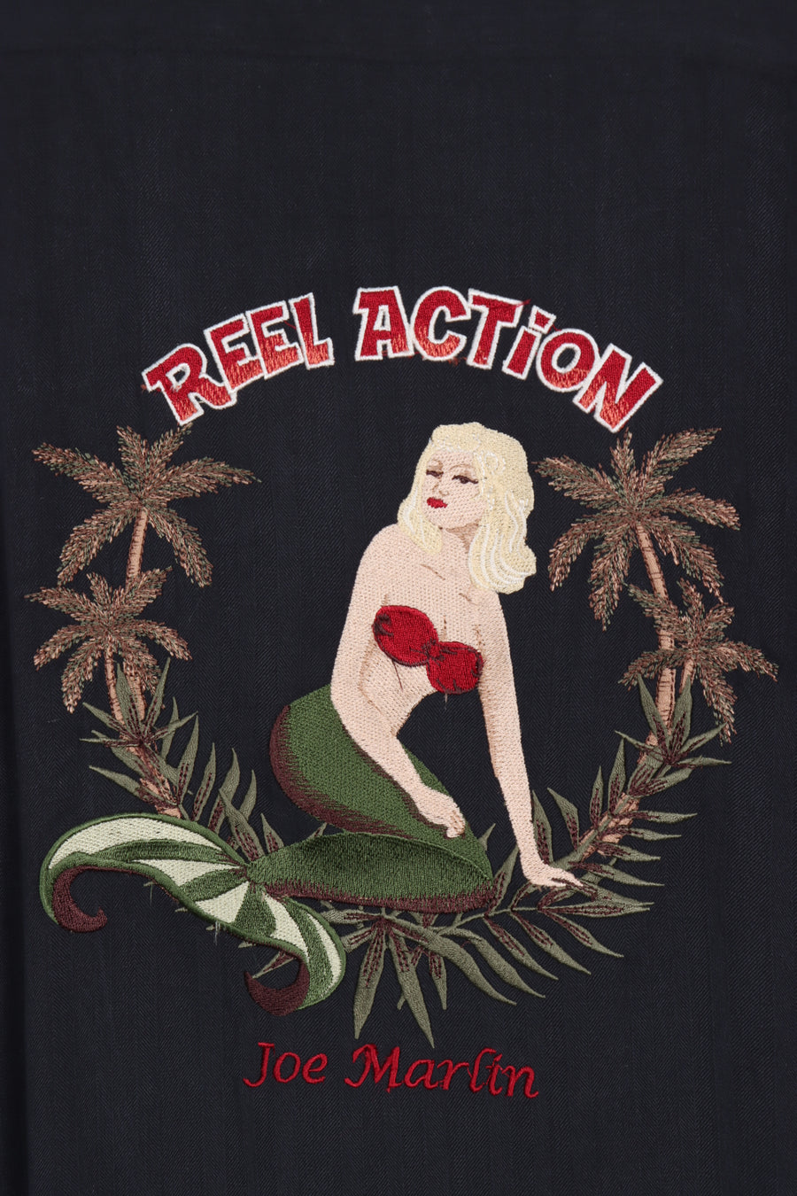 Joe Marlin 'Reel Action' Embroidered Mermaid Shirt (XL)