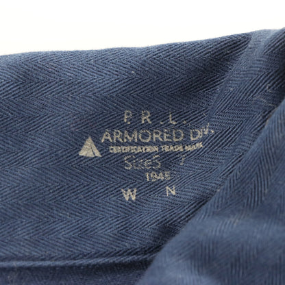 RALPH LAUREN POLO Military Airforce Embroidered Patch Navy Herringbone Button Up Shirt (XXXL)