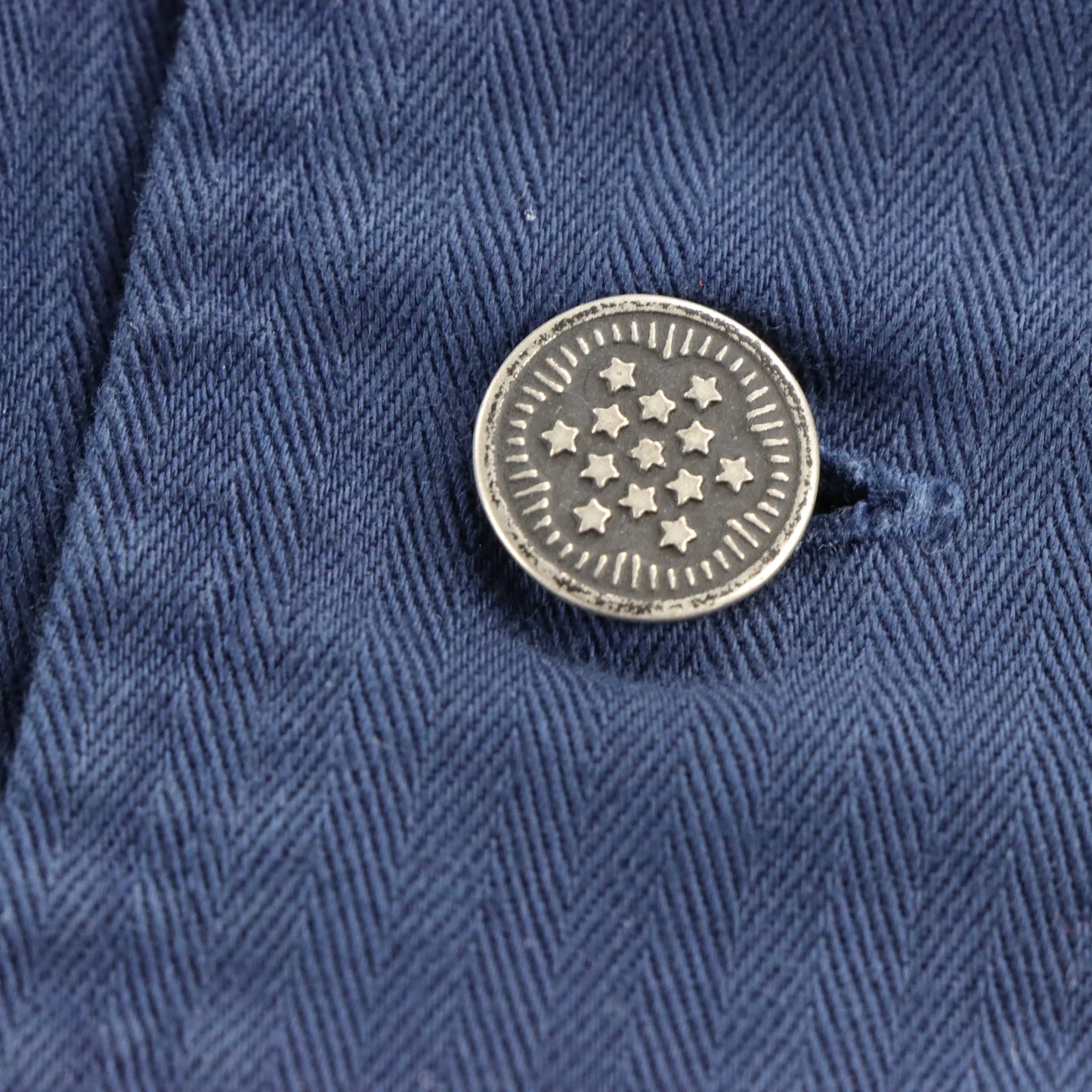 RALPH LAUREN POLO Military Airforce Embroidered Patch Navy Herringbone Button Up Shirt (XXXL)