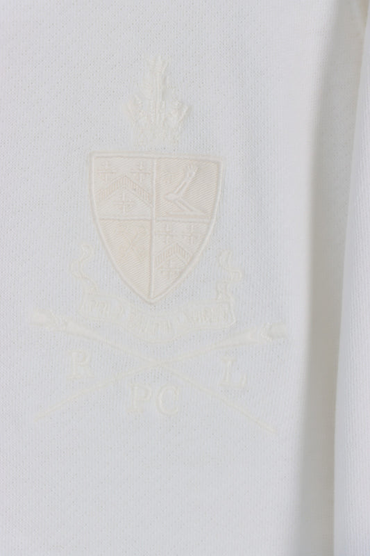 RALPH LAUREN POLO Off White Full Zip Embroidered Sweatshirt (L)