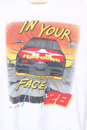1996 NASCAR 'In Your Face' #28 Ernie Irvan USA Made Racing Tee (XXL)