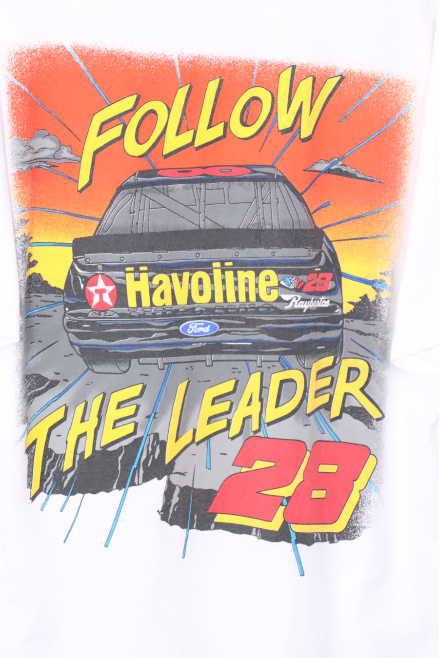 1996 NASCAR 'In Your Face' #28 Ernie Irvan USA Made Racing Tee (XXL)