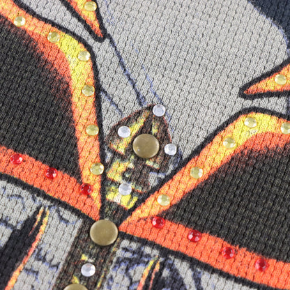 Vintage Y2K Embellished Dragons & Swords Thermal Waffle Knit Long Sleeve Tee USA Made (M-L) Vintage Sole Melbourne