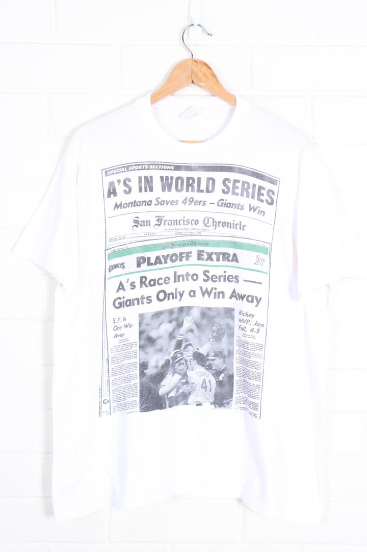 Vintage 1989 MLB Baseball San Fransico Chronicle Newspaper T-shirt (XL) - Vintage Sole Melbourne