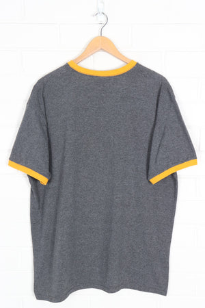 NIKE Embroidered Grey & Mustard Ringer Tee (XL)