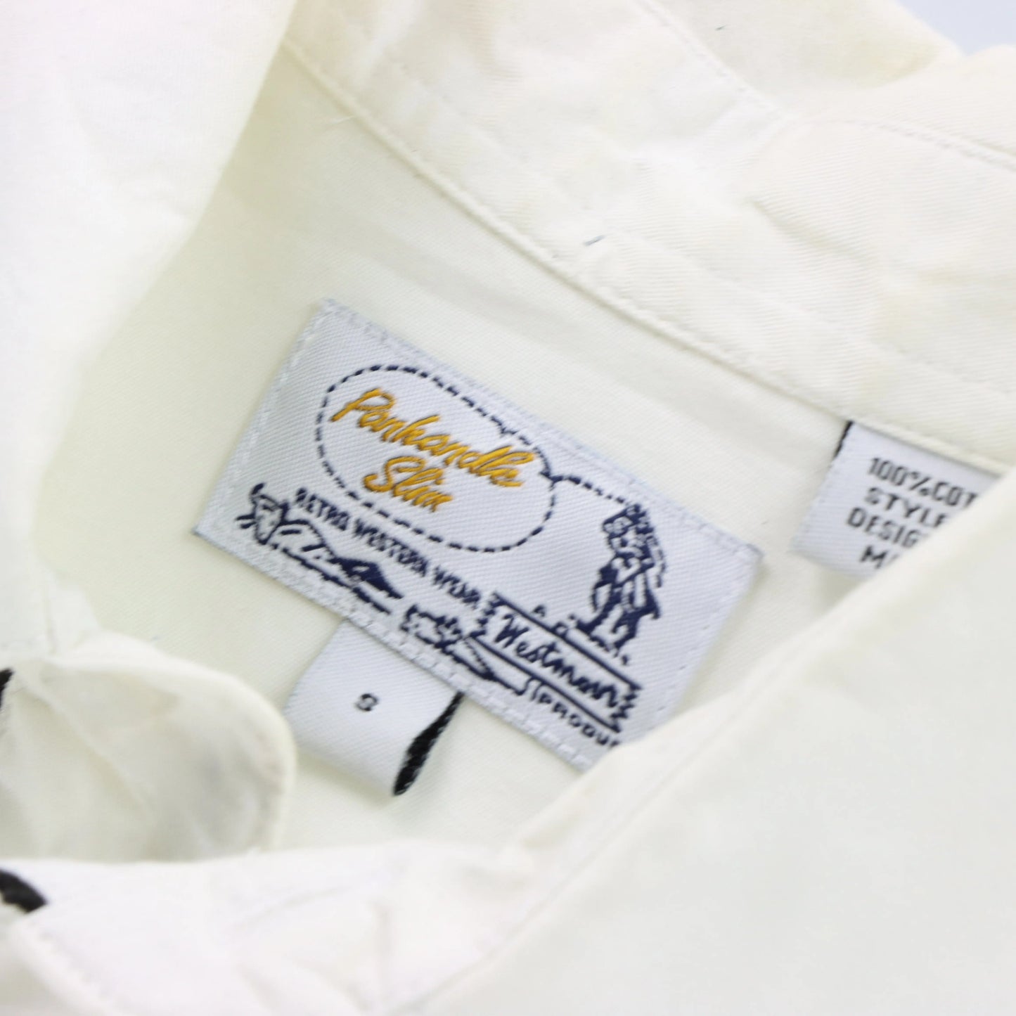 Vintage PANHANDLE Embroidered Floral White & Black Long Sleeve Western Shirt (S)