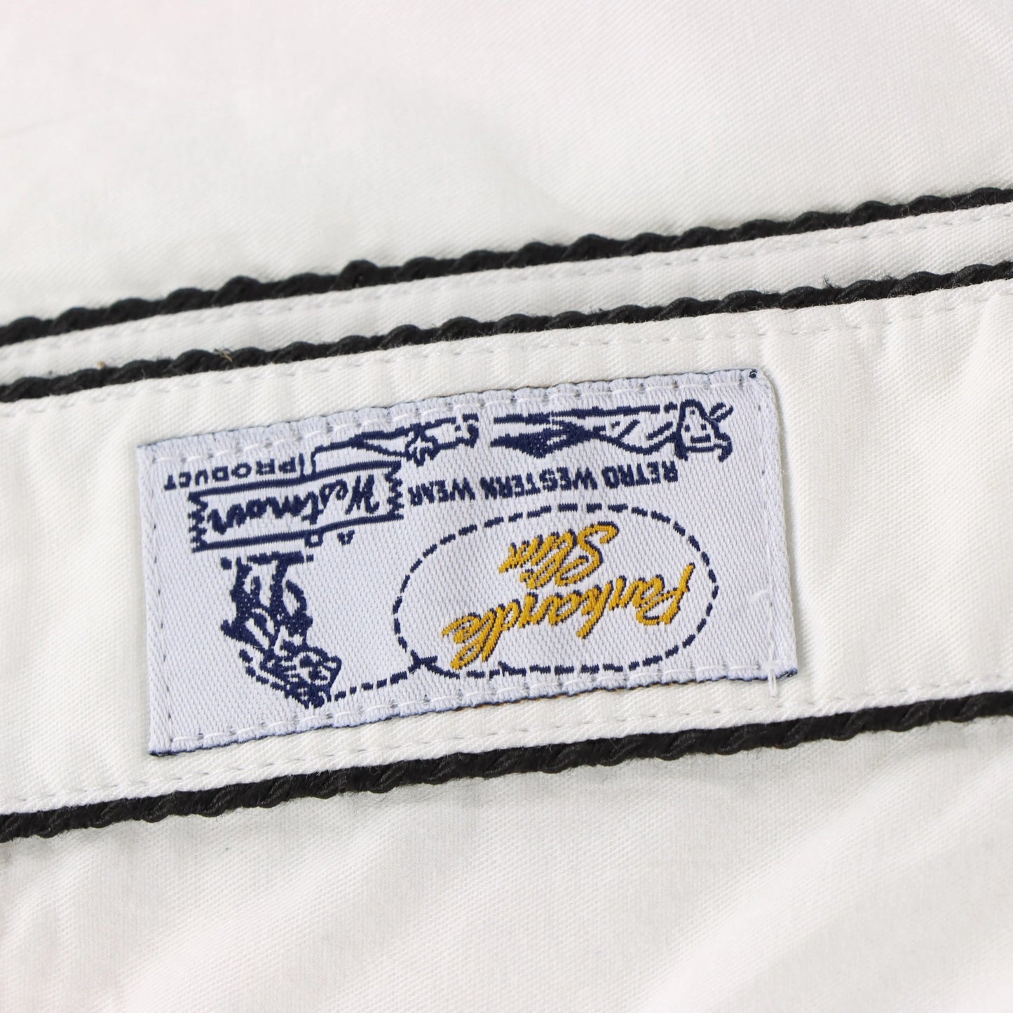 Vintage PANHANDLE Embroidered Floral White & Black Long Sleeve Western Shirt (S)