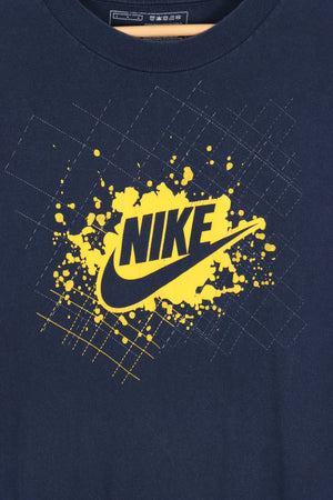 NIKE Swoosh Navy & Yellow T-Shirt (M-L)