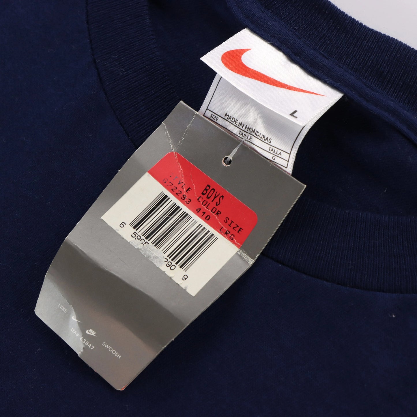 Vintage NIKE New With Tags Embroidered Swoosh Navy & White T-Shirt (S)