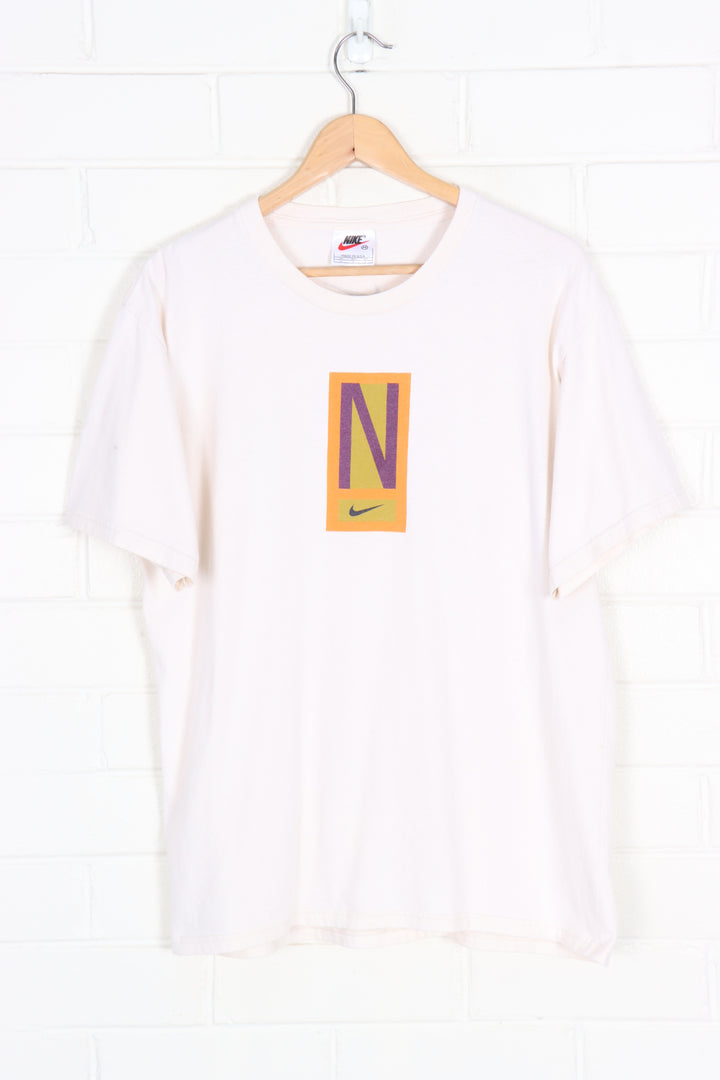 NIKE Centre Swoosh Colourful Logo USA Made T-Shirt (S-M)