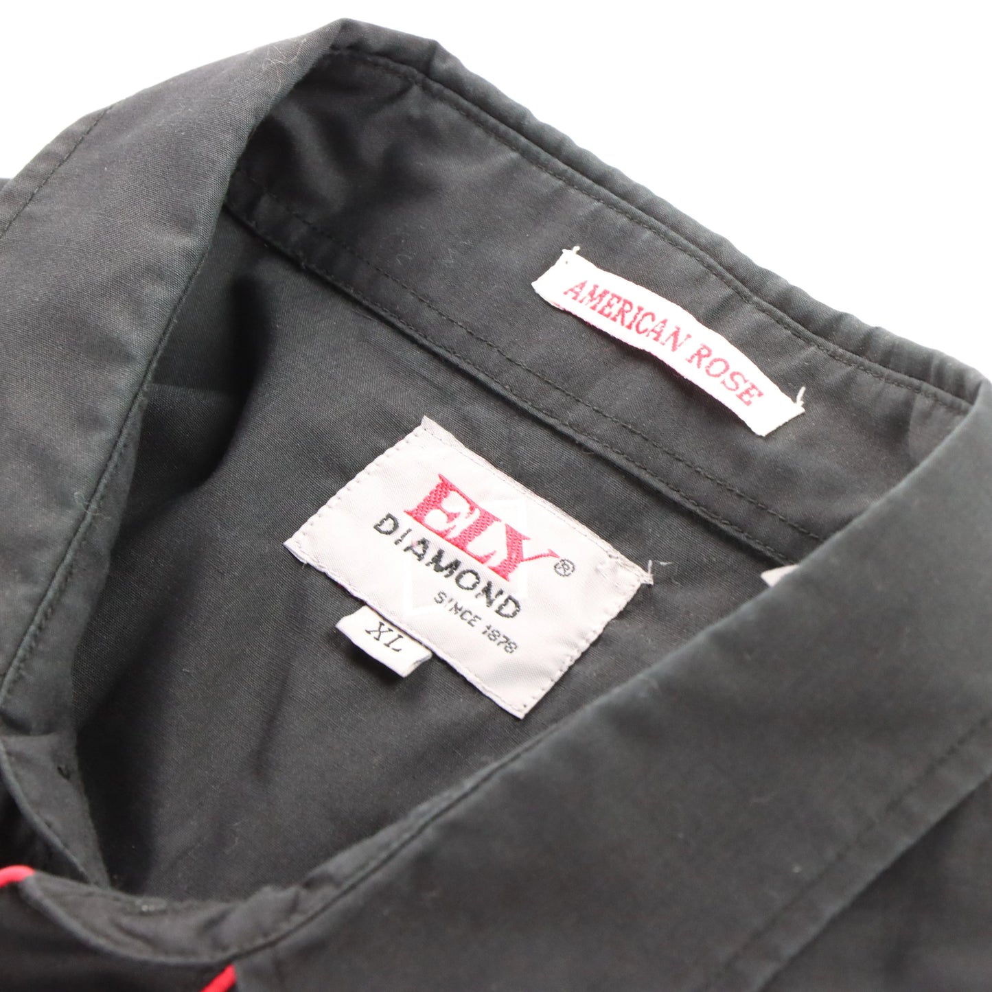 Vintage Western ELY DIAMOND Cattleman Snap Floral Embroidered Black & Red Shirt (XL)