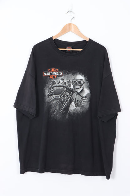 City Limits HARLEY DAVIDSON Bike Skeleton Black T-Shirt (XXL)