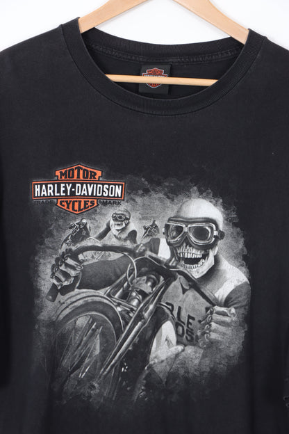 City Limits HARLEY DAVIDSON Bike Skeleton Black T-Shirt (XXL)