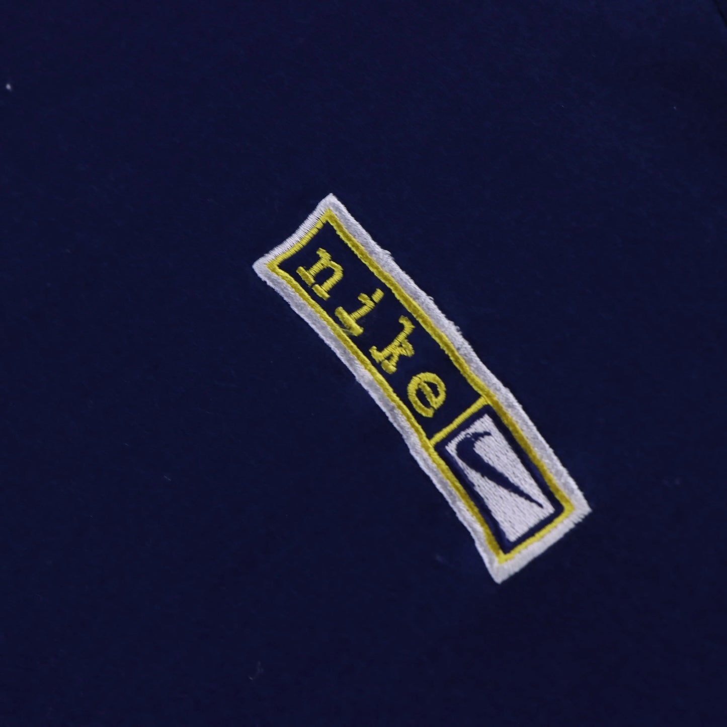 Vintage NIKE Embroidered Rectangular Centre Swoosh Logo Navy USA Made T-Shirt (XXL)