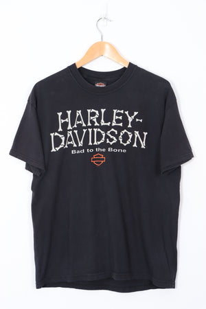 HARLEY DAVIDSON 'Bad to the Bone' USA Made Black T-Shirt (L)
