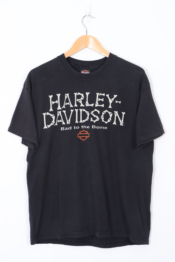 HARLEY DAVIDSON 'Bad to the Bone' USA Made Black T-Shirt (L)