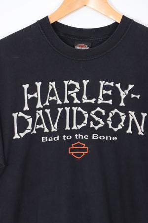 HARLEY DAVIDSON 'Bad to the Bone' USA Made Black T-Shirt (L)