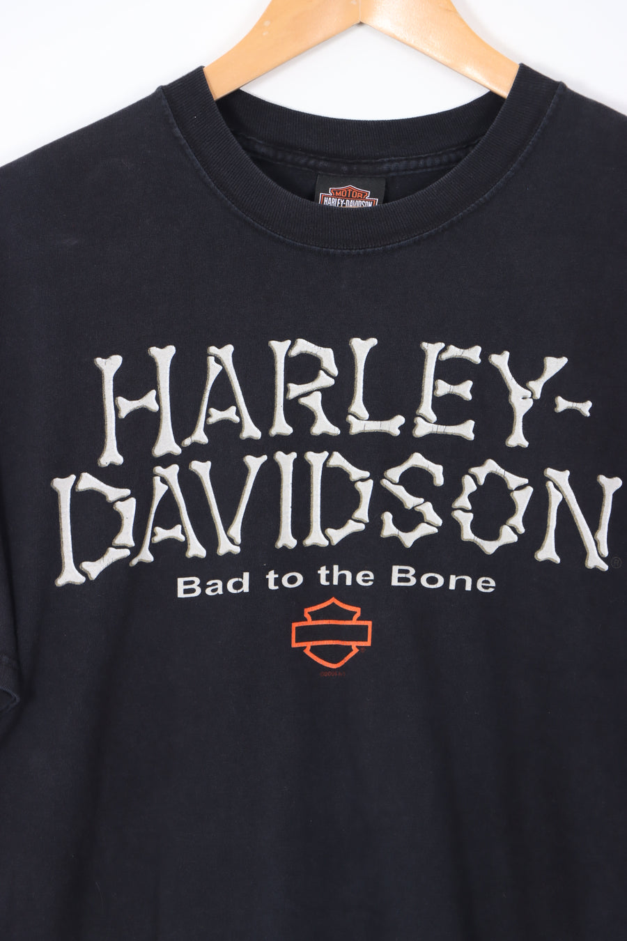 HARLEY DAVIDSON 'Bad to the Bone' USA Made Black T-Shirt (L)