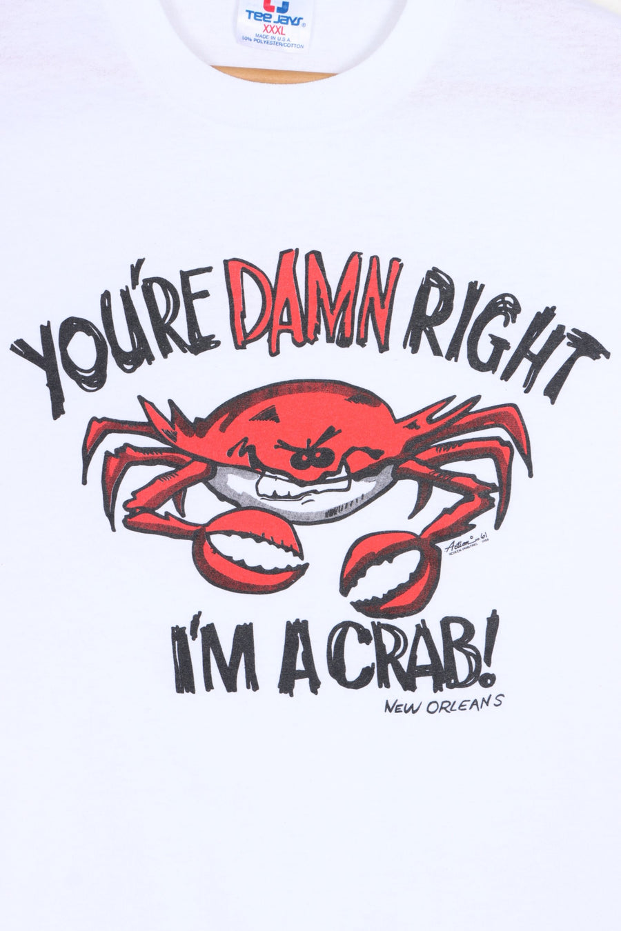 "I'm a Crab" 1988 Single Stitch T-Shirt USA Made (XXL)