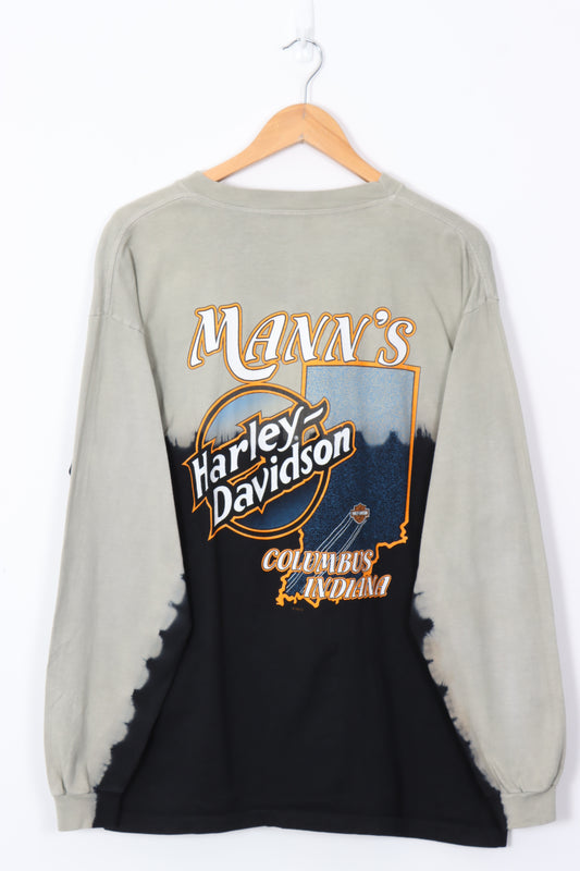 HARLEY DAVIDSON  Mint & Black Tie-Dye Long Sleeve USA Made Tee (L-XL)