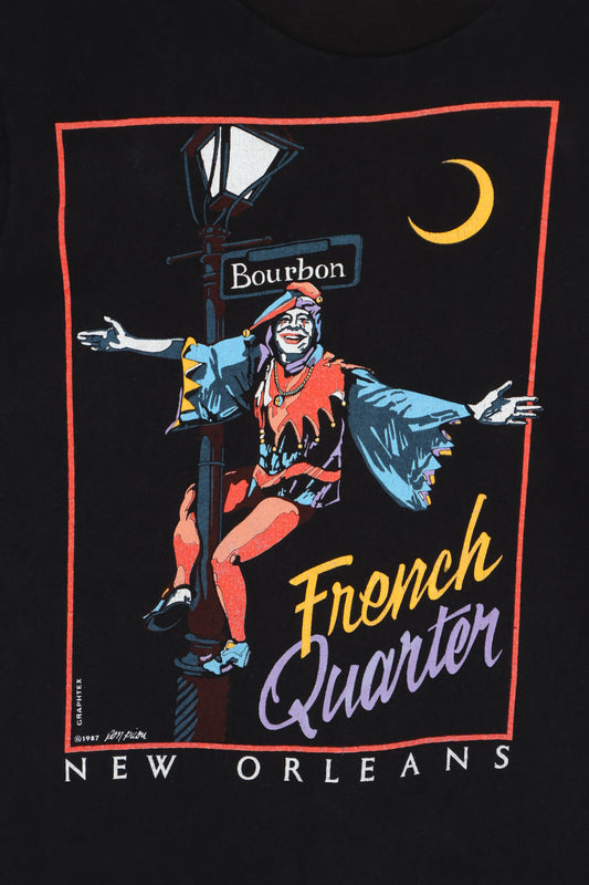 New Orleans 1987 French Quarter Bourbon St Joker T-Shirt USA Made (S-M)
