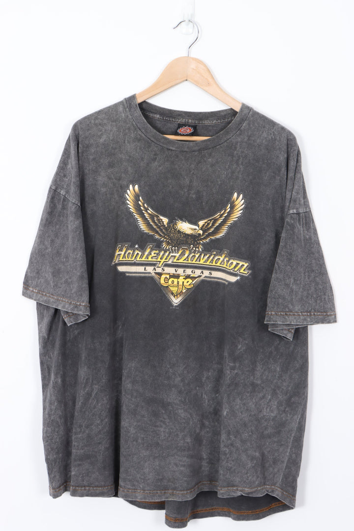 HARLEY DAVIDSON 1997 Las Vegas Cafe Eagle Faded Grey T-Shirt (XXL)