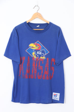Kansas Jayhawks Basketball Team USA Made Blue T-Shirt (XL)