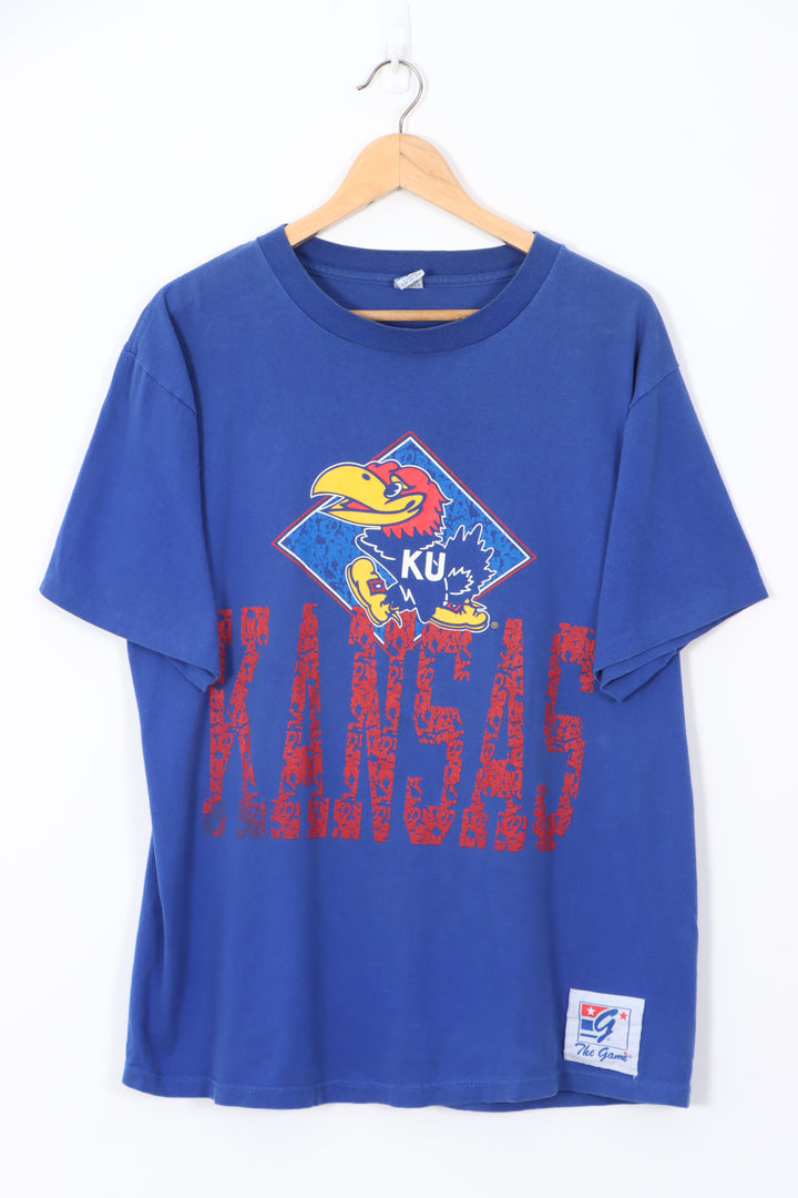 Kansas Jayhawks Basketball Team USA Made Blue T-Shirt (XL)