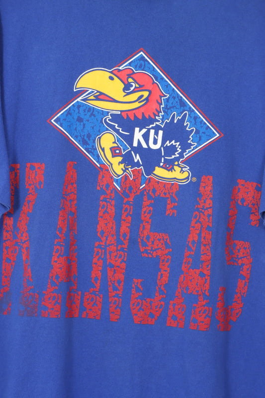 Kansas Jayhawks Basketball Team USA Made Blue T-Shirt (XL)