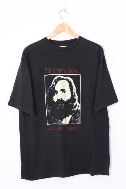 CHARLES MANSON Glow 'Is it hot in here.. or am I crazy' Tee (XL)
