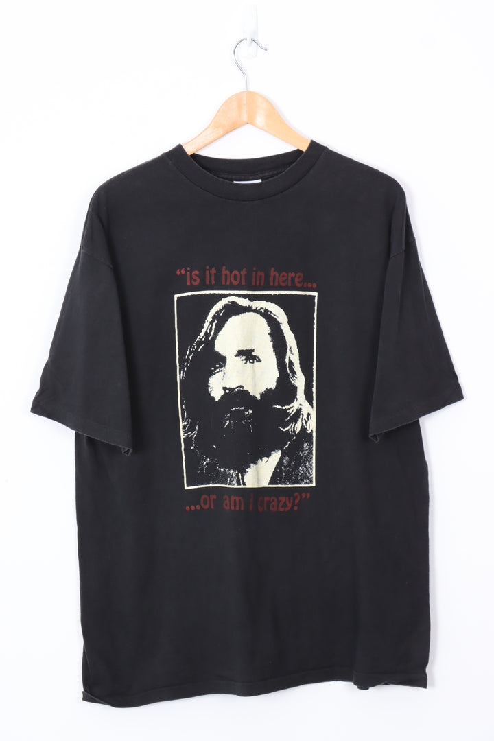 CHARLES MANSON Glow 'Is it hot in here.. or am I crazy' Tee (XL)