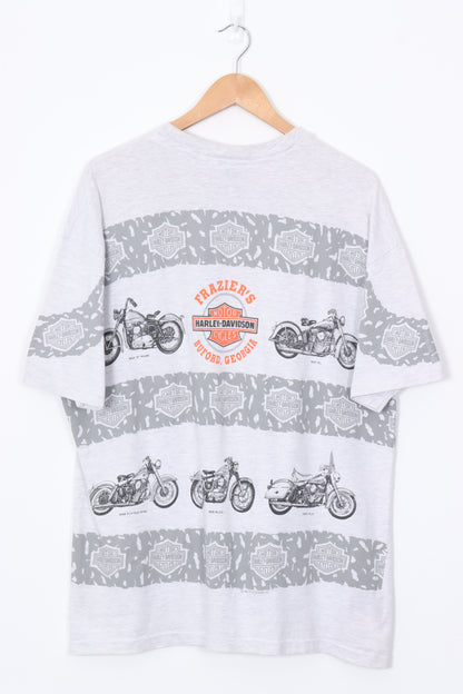 HARLEY DAVIDSON Classic Bikes All Over Striped Graphic Tee USA Made(XL)